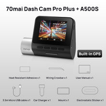 Load image into Gallery viewer, 70mai Dash Cam Pro Plus A500S 1944P ADAS GPS Camera 70mai A500S Car DVR 24H Parking Support Rear Interior Cam 140FOV Recorder
