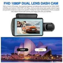 Load image into Gallery viewer, 2022 Dashcam Dual Camera HD inside Front Rear Camera 2 Lens Recorder Car DVR Recorders Dash Cam Auto Wide Angle Night Vision
